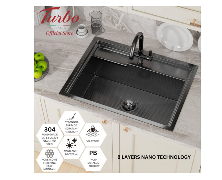 Turbo Kitchen Sink TS672SS-HC Nano + Honeycomb