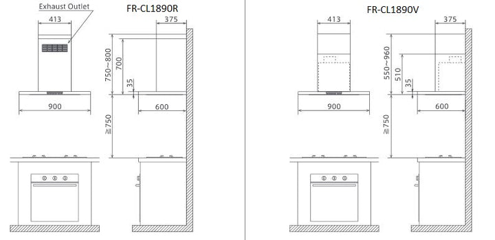 Fujioh Chimney Cooker Hood FR-CL1890