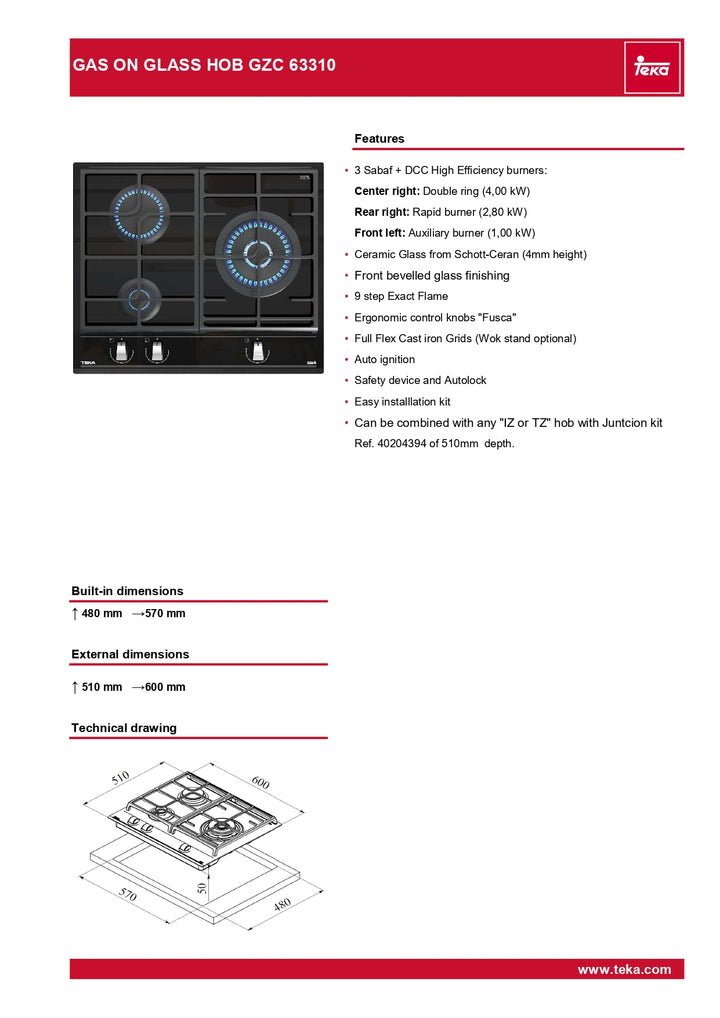 Teka Cooker Hob GZC 63310 XB