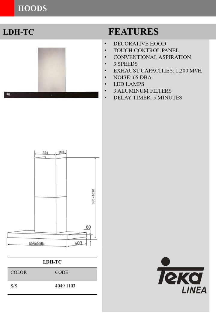 Teka Chimney Cooker Hood LDH-TC 90