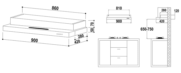 Valenti Cooker Hood VH1039 MS