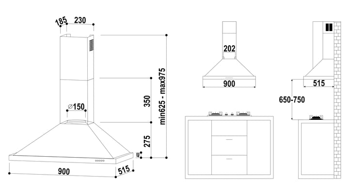 Valenti Chimney Cooker Hood VH4019 MS