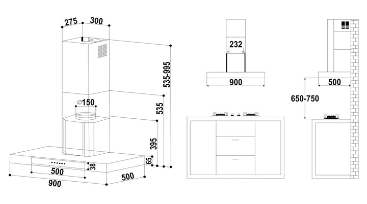 Valenti Chimney Cooker Hood VH6019 TS